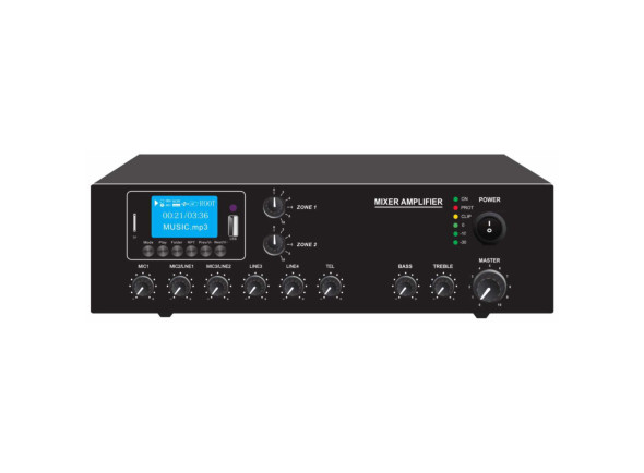 Glemm Amplificador Áudio 100V 120W FM/USB/MP3 2 Zonas Glemm Amplificador Áudio 100V 120W FM/USB/MP3 2 Zonas